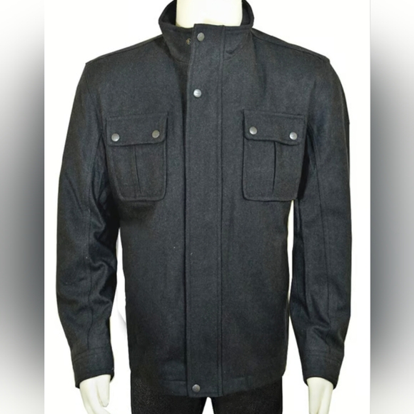 Domini International Other - NWT Domini International Men's Black Wool-Blend Stand-Up Collar Car Coat M